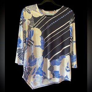 Chico's Black and Blue Floral Blouse